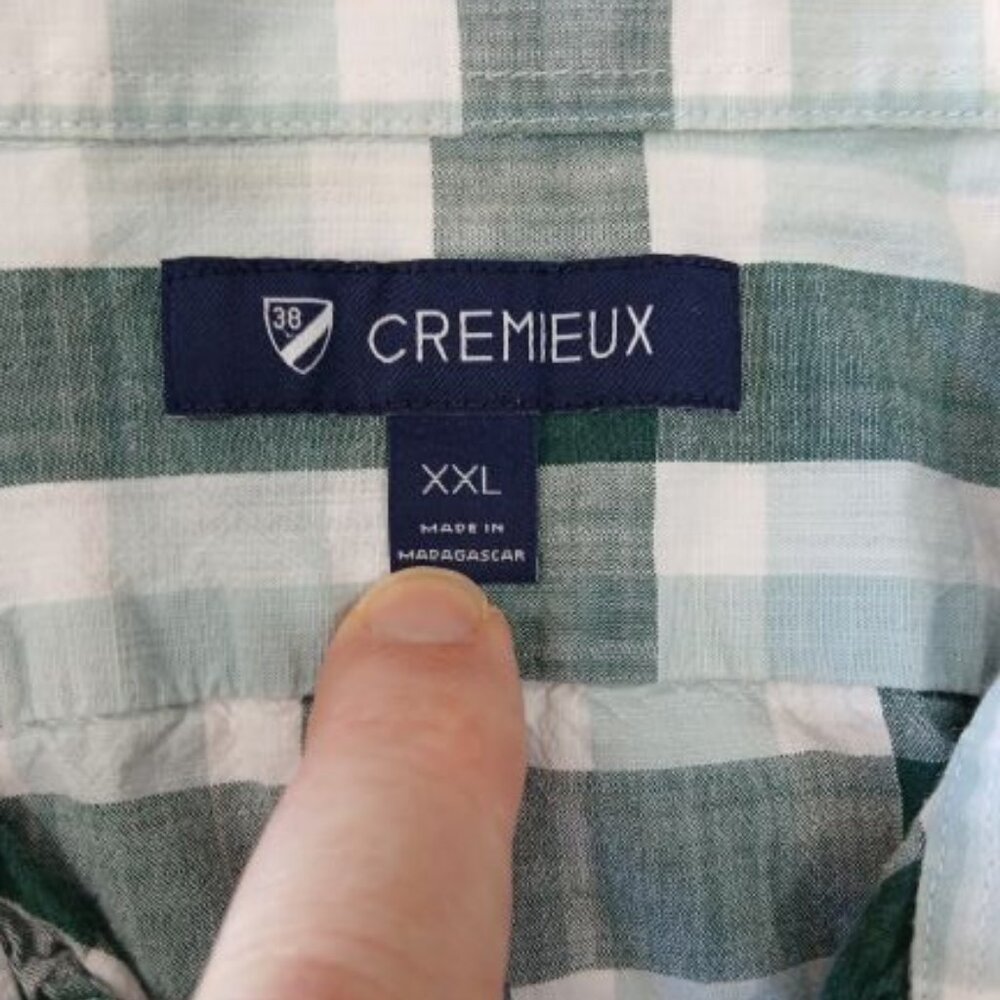 Crémieux Short Sleeve Green Checkered Men's Button-Down Shirt XXL